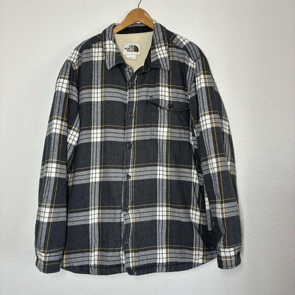 The North Face Other - The North Face Jacket Mens 2XL Gray Plaid Sherpa Lined Flannel Shirt Jacket